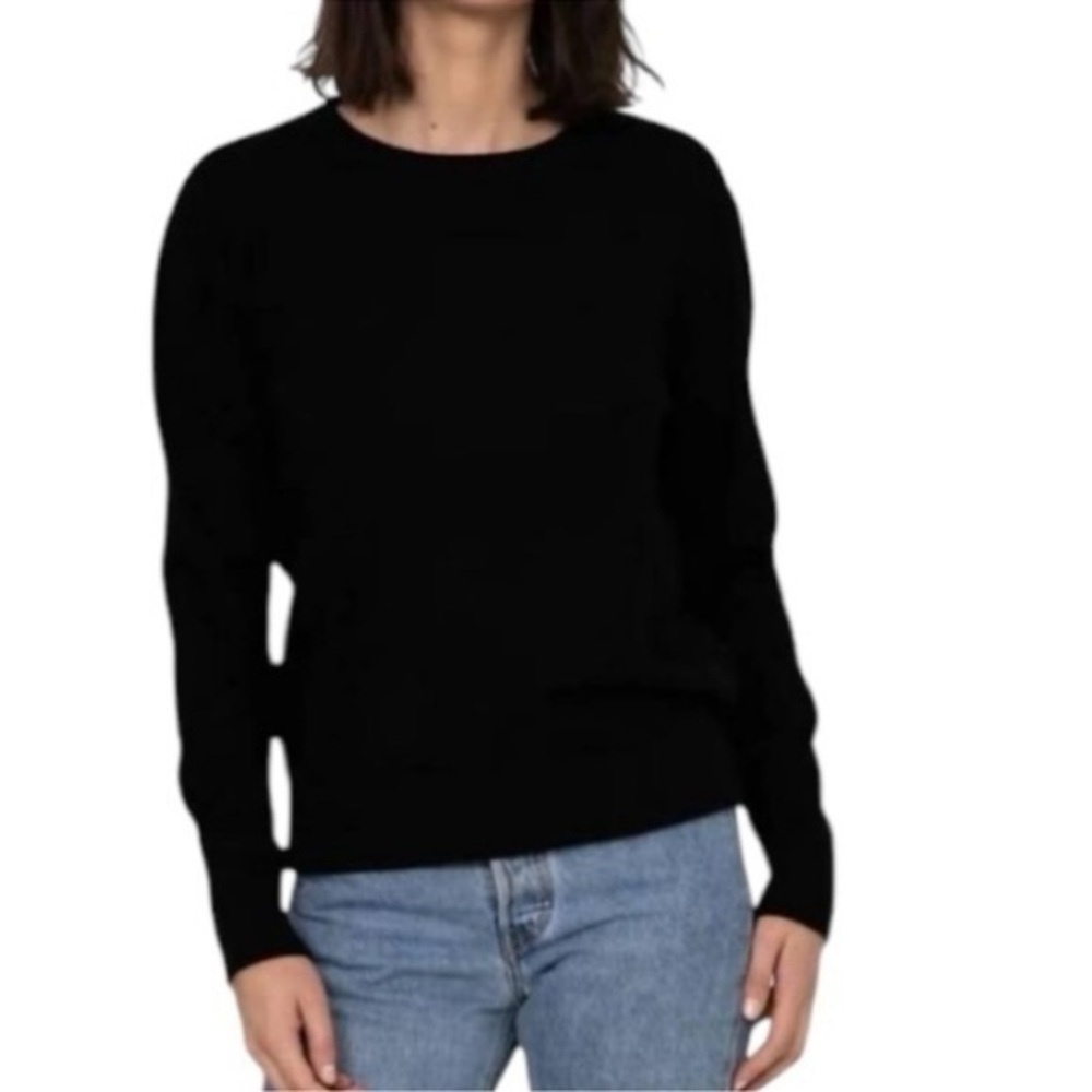KATHRYN MCCARRON Benny Medium-Weight 100% Cashmere Black Crew Sweater Medium